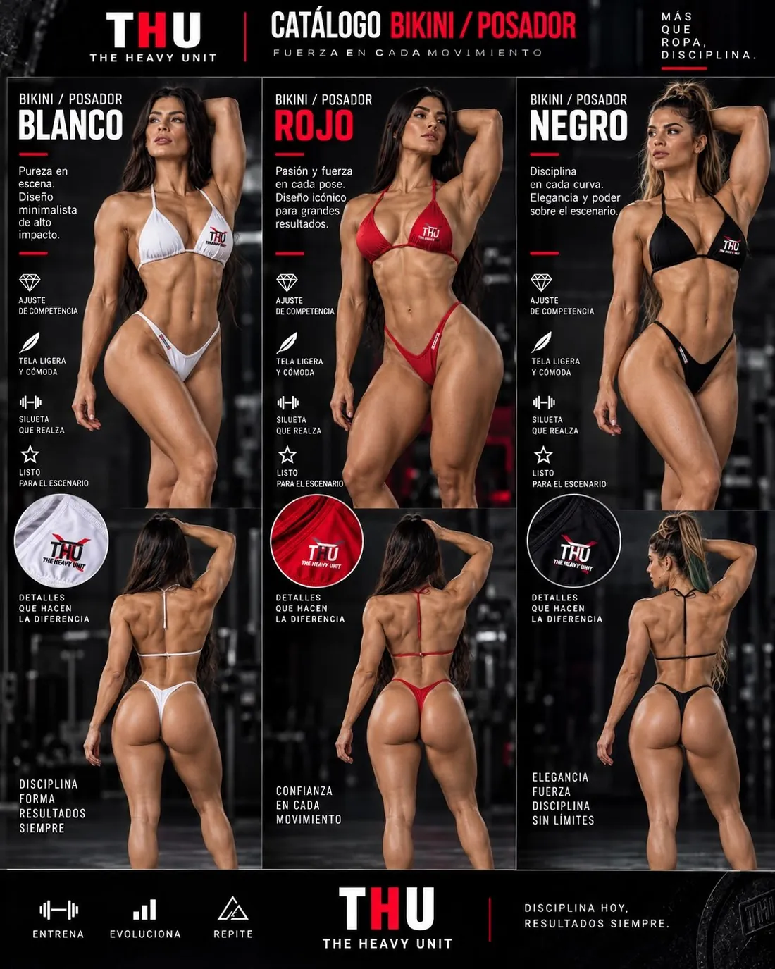 Catálogo Bikini / Posador The Heavy Unit en blanco, rojo y negro